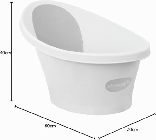 Shnuggle – Banheira para bebé de até 12 meses com tampa na parte inferior, branco com encosto cinzento, 1,2 kg