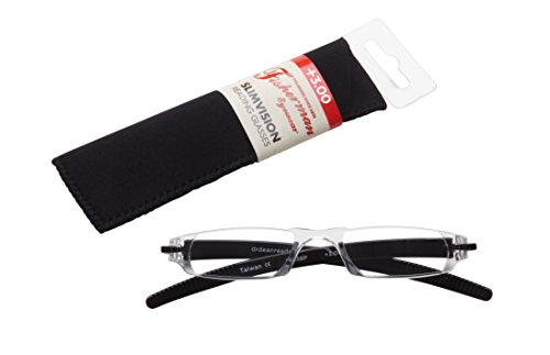 Fisherman Eyewear Slim Vision Rimless Reading Glasses, Shiny Black (+3.00) (08638FE)