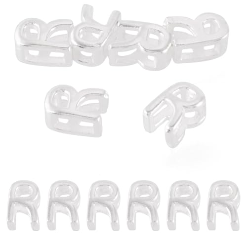 Beadthoven 6�� 925�X�^�[�����O�V���o�[ ���^�[ R �r�[�Y �o�u�����^�[ �X���C�h�r�[�Y �X���[�����^�� �t���b�g �L���s�^�� ABC �A���t�@�x�b�g ���^���r�[�Y �u���X���b�g �l�b�N���X DIY �W���G���[����p