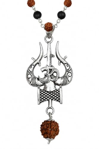 Image of Karungali Rudraksha Mala Original | 7mm 54 Beads with Shiva Trishul OM Damru and 12MM Panchmukhi Rudraksha | Rudraksha Karungali Mala | Karungali Mala with Rudraksha