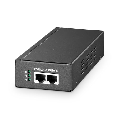 YuLinca 10G PoE Injector, 65W 802.3af/at/bt Power Over Ethernet Metal PoE Adapter, 10G/5G/1G Rate Auto-Adaptive, Non-PoE to PoE Adapter, Plug & Play, Distance Up to 100 Meters (328 ft.)