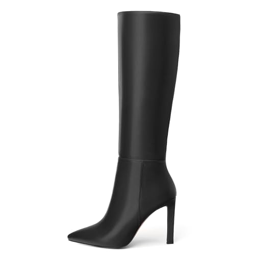 MOVINSTEPS Knee High Boots for Women Stiletto High Heel Pointed Toe Pull on Long Boots Elegant Classic Fall Winter Tall Boots 3.8 Inch2
