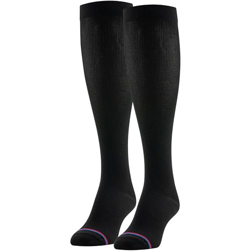 MediPeds womens Peds Diabetic Over the Calf With Compression Fit 2 Pairs dress socks, Black, W 6-10 M 6-9 US