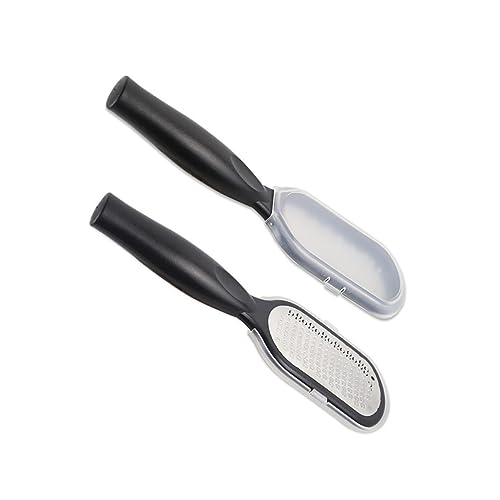 GALPADA Durable Stainless Steel Foot Scraper with Cover Tool for Smooth Feet for Removing Dead Skin Easy to Clean Comfortable Grip Design Black