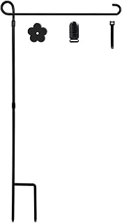 YEAHOME Garden Flag Holder Stand, 6mm Weather-Proof Yard Flag Pole Black Metal Powder-Coated Flagpole