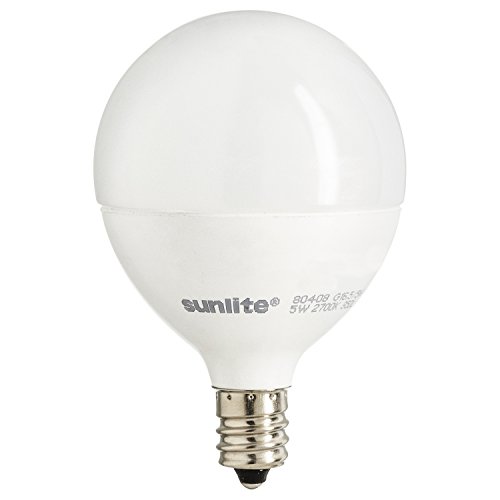 Sunlite 80545 LED G16.5 Globe Light Bulb, 7 Watts (60W Equivalent), 500 Lumens, Dimmable, Candelabra E12 Base, Short Bulbs, Vanity Bulbs, Energy Star Listed, Frosted, 1 Count