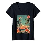 Photo Gallery donna vintage hawaiian beach art estetica minimalista maglietta con collo a v Photo Gallery donna vintage hawaiian beach art estetica minimalista maglietta con collo a v