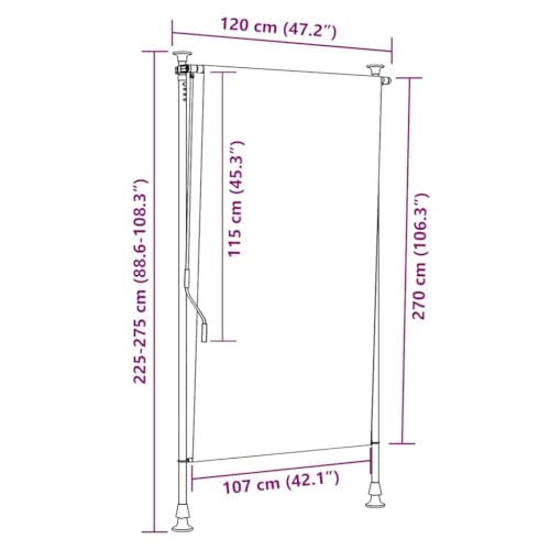 Store vertical manuel 120x270 cm avec brise-vue pour pergola et balcon ombragé - 8