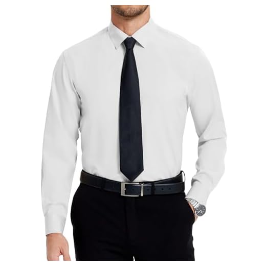 COOFANDY Mens Wrinkle Free Shirts Long Sleeve Dress Shirt Formal Business Office Button Up Shirts A White M