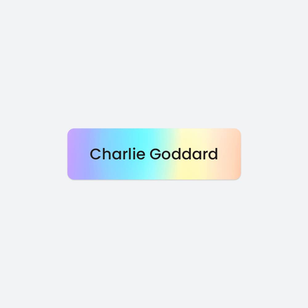 64 x No Iron Personalised Stick On Waterproof Washable Name Labels Great for Clothes, School Uniform, Equipment, Shoes. School, Nursery, Day Care, Hospital - Rainbow Ombre โ image 1
