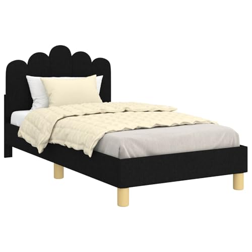 VidaXL Cama para niños con cabecero Negro 80 160 cm Tela