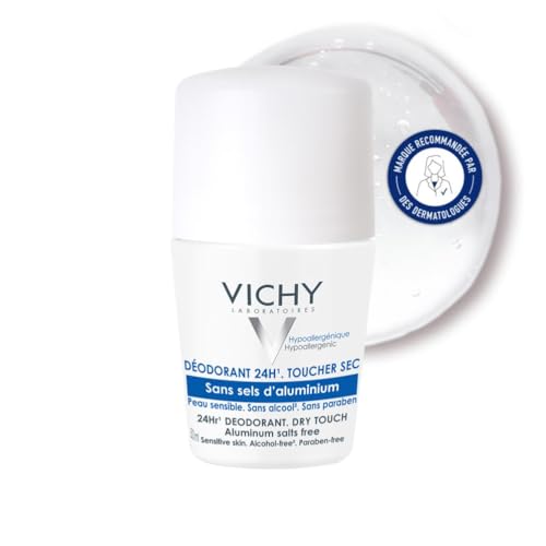 Vichy, Déodorant Roll-On, Efficacité 24 H, Formulation Sans Alcool, Actifs Anti-Odeur d'Origine Naturelle, Toucher Sec, Adapté aux Peaux Sensibles, 50 ml