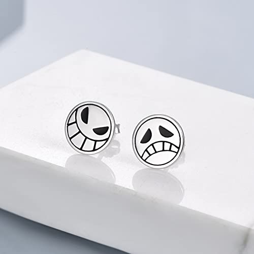 POPLYKE Anime Stud Earrings 925 Sterling Silver One Piece Anime Skeleton Stud Earrings Cosplay Jewelry Earrings for Women Man2