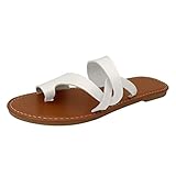 Damen-Sommermode im römischen Stil, einfarbig, mit flachem Boden, außen, rutschfest, Strandurlaub, Sandalen, Hausschuhe Sommerkind Schuhe Damen