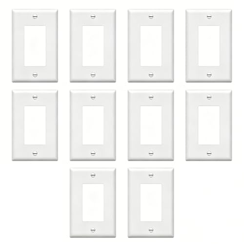 Image of ZEFTV Over-Size Decorator Wall Plates 1-Gang 5.5 inch x 3.5 inch Switch Outlet Electrical Cover Plate Unbreakable Thermoplastic Faceplate for Light Receptacle Outlet Switch, White (10 Pack)