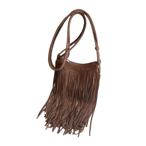 Women's Boho Fringe Faux Suede Tote Bag, Large Capacity Retro Tassel Hobo Shoulder Purse, Hippie Western Crossbody Purse