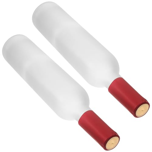 PACKOVE Botellas de Vino de Cristal Vacías 500ml, Set 2 Piezas, Diseño Esmerilado y Ondulado, para Decoración, Almacenamiento de Vino y Bebidas, Uso Doméstico y Fiestas