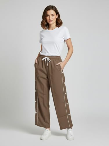 Image of ADDYVERO Women Cargo Brown Lose Fitting with Side Pockets Detailing High Waisted Casual Pant (Brown, 28)