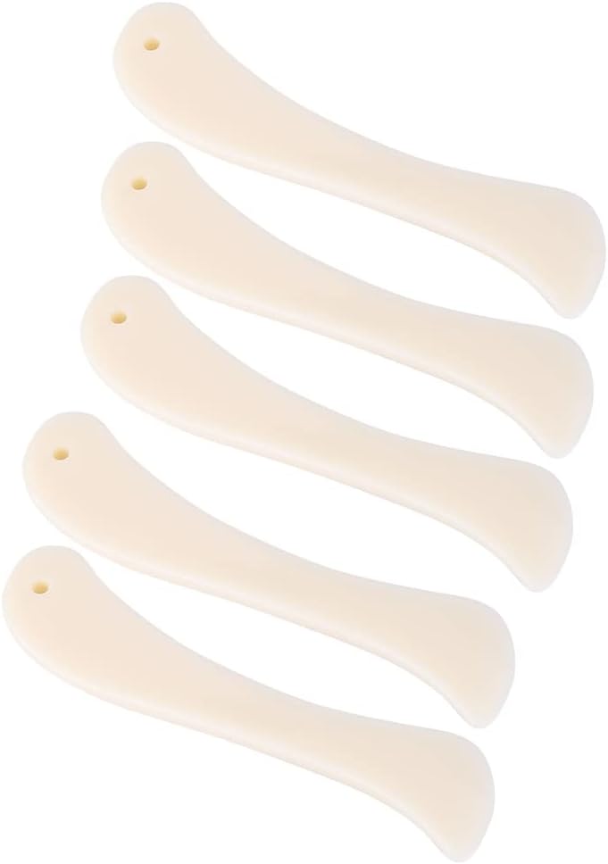 AKLOSIPY 5Pcs White Plastic Leather Craft Folder Type Trimming Tool, DIY Hand Made Sewing Accessories for Leather Binding Card Making Origami, Bone Color Creasing Pressing Tool Set for (Plastic 2)