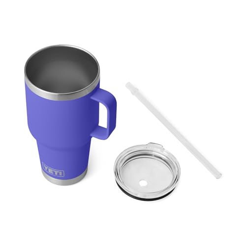 Image of YETI Rambler 35 oz Tumbler with Handle and Straw Lid, Travel Mug Water Tumbler, Vacuum Insulated Cup with Handle, Stainless Steel, Ultramarine Violet