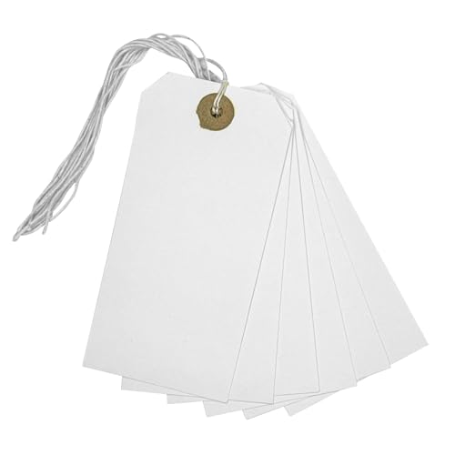 Image of Pack of 250 White Strung Tags 120mm x 60mm