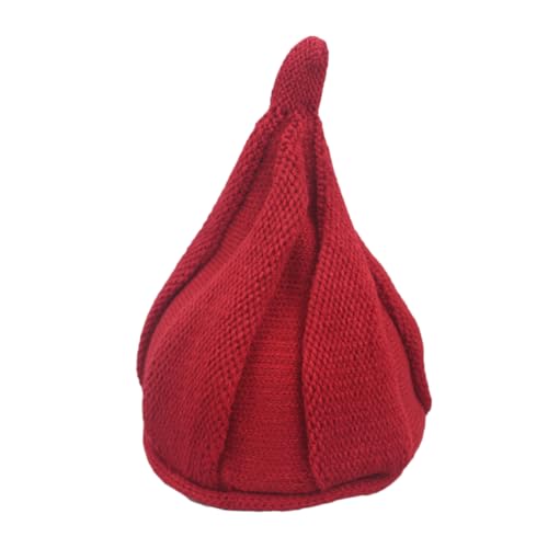 Didiseaon Knit Beanie Hat for Winter Pointed Design for Boys and Comfortable Fit Stylish Red Wine Color for Cold Weather and Fashionable Outfits