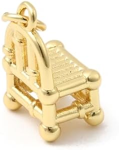 LiQunSweet 10 pcs Golden Color Brass Bamboo Chair Charms Lovely Furniture Chair Charms for DIY Jewelry Necklace Earring Bracelet Crafts Bag Keychain Phone Decor image 5