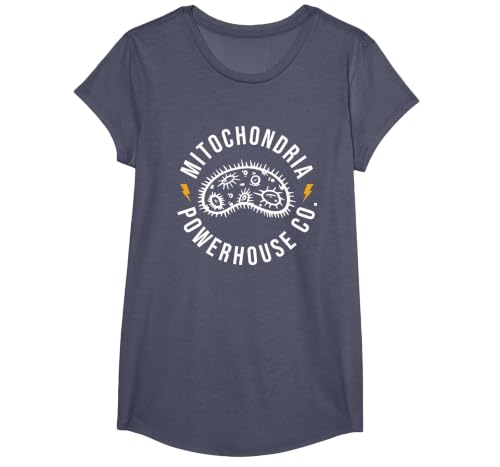 Mitochondria Powerhouse Co. T-Shirt, Girls, Heather Blue, Large