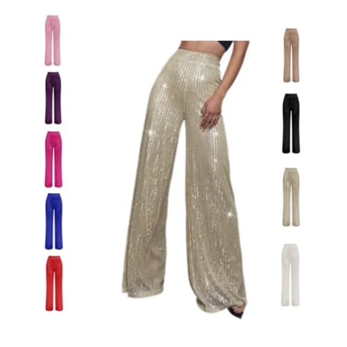 Sequin Pants Women - Glitter High Waist Flare Pants, Party Clubwear, Sparkly Bell Bottoms for Night Out, Dinners & Events