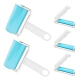 Reusable Washable Lint Roller, Sticky Gel Lint Removers Portable Pet Hair Remover Cleaner with Cover for Clothes,Washable, Eco-Friendly, Travel-Friendly, Includes Large Mini Sizes (Blue) 5-Pack