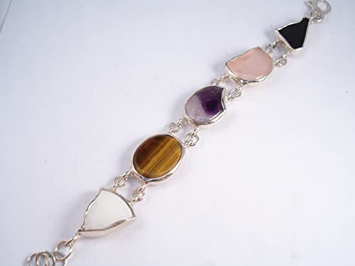 Bracelet en argent 925 obsidienne fini les bijoux ternes