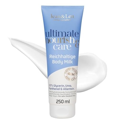 Jean & Len Ultimate Nourish & Care Body Milk, para pieles muy secas, hidrata la piel durante 48 horas, con vitamina E, rica loción corporal, sin parabenos ni siliconas, vegana, 250 ml
