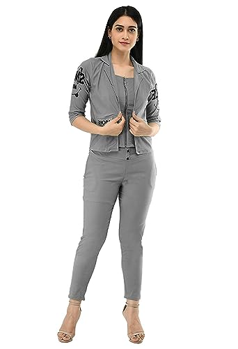 Image of Women Printed 2 Pcs Dress Printed Tip Jacket and Trouser
