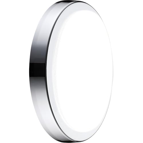 Luceco Eco Indoor LED Bulkhead Light, Decorative Interior Lighting, Round, Silver/White, IP54, 14W, 1300lm, 4000K, EBH22S40