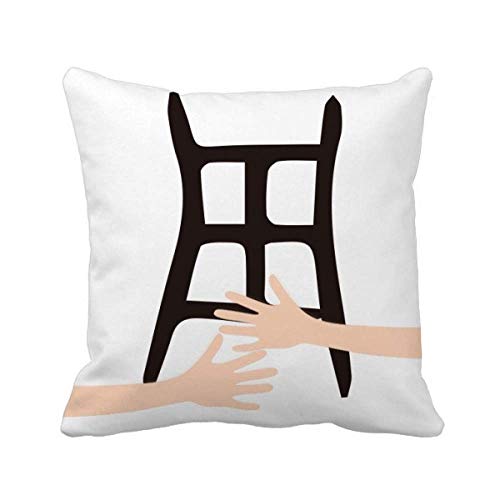 Coussin chinois Zhou : housse de protection carrée style sinogramme