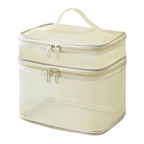 Bolsa de maquillaje, bolsa de cosméticos, bolsa de maquillaje de viaje, bolsa de maquillaje de nailon de doble capa, bolsa de aseo de malla, bolsa de cosméticos de gran capacidad, organizador de