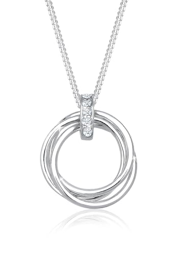 Elli DIAMONDS Halskette Damen Kreis Trio Anhänger mit Diamant (0.025 ct.)...