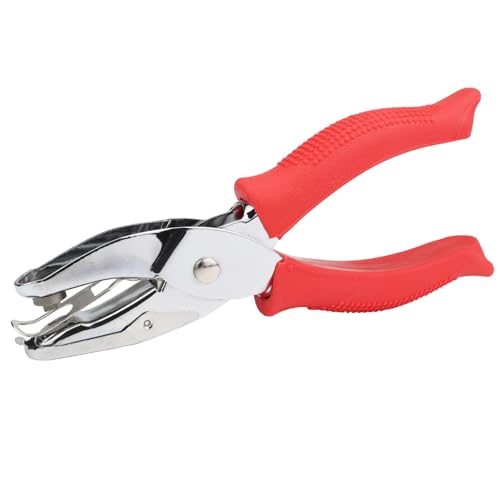 Aacehlh Hole Puncher 1/4 Inch Diameter of Heart Shape Hole Handheld Single Paper Hole Punch with Red Soft Grip Handle for Binder Scrapbooking Cards Paper Crafts (Heart Hole)