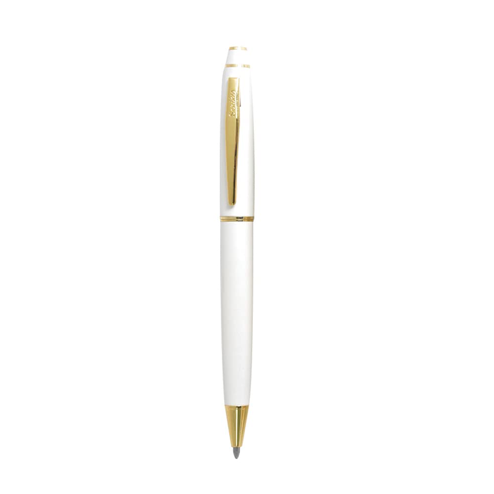 Scrikss Elegance - elegancki zestaw do pisania, długopis i ołówek automatyczny, Noble 35 perłowy biały złoty