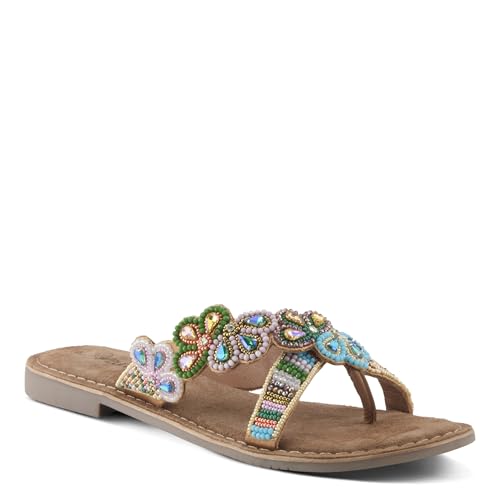 Azura Women's SWEETUMS Beaded Slide Sandals – Vibrant Floral Design, Suede Footbed, Lightweight Toe Loop Sandals2