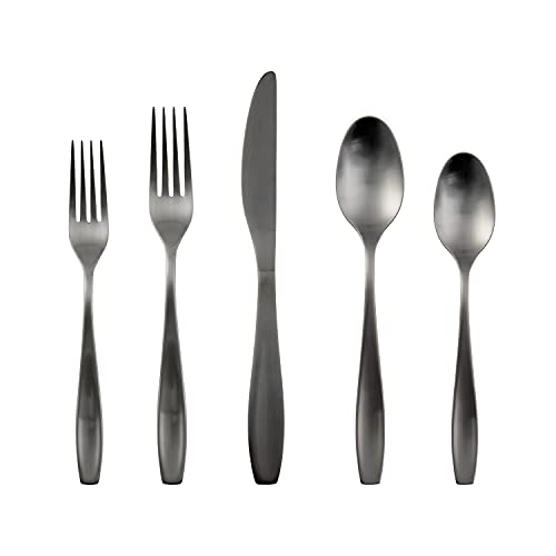 Cambridge Silversmiths January Black Satin 20-Piece Flatware Set, Service for 4