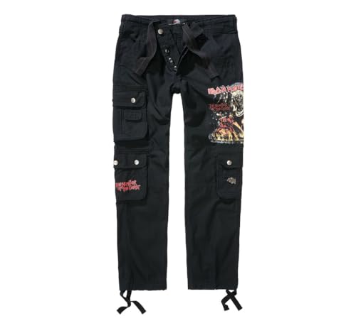 Pantalon cargo noir Iron Maiden coupe slim pour silhouette élancée