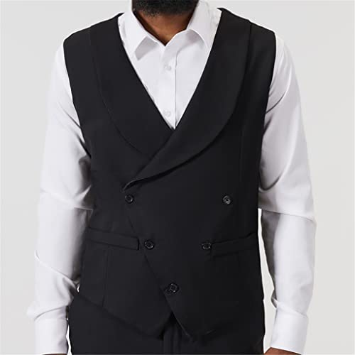Jegsnoe Men Shawl Collar Double Breasted Tuxedo Vest Slim Fit Business Wedding Dress Waistcoat4