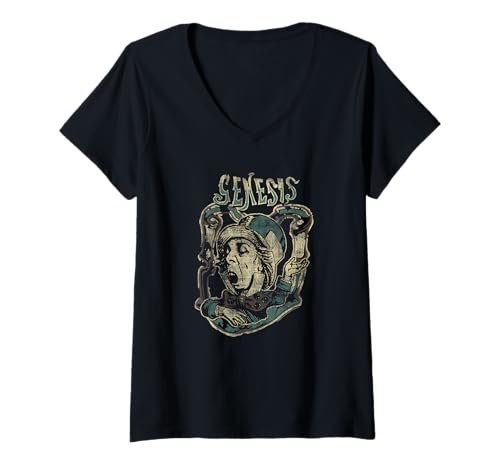 Image of Womens Genesis Mad Hatter Distressed V-Neck T-Shirt
