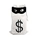 PAUBOLI Robber Costume Black Eye Mask+ Canvas Drawstring Bag Dollar Sign Canvas Bag Halloween (11 x 17 inches)