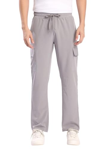 Image of BENE KLEED Men's Solid Polyester Cargo Trousers | Classic Style | Full Length | Straight Fit