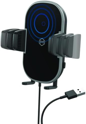 Mighty Mount Car Phone Mount Wireless Charger - Qi Car Charger | Auto Clamping Phone Car Charger - 2 in 1 - Dashboard and AirVent Mount | for iOS and Android