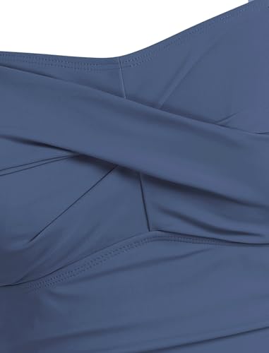 ZAFUL Tankini Swimsuits for Women Tummy Control High Waisted Twist Front Ruched Two Piece Bathing Suit4