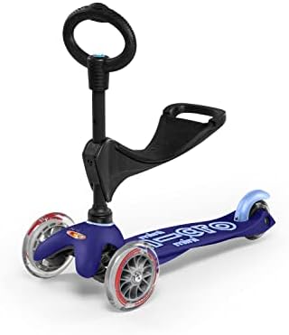 Micro Kickboard - Mini 3in1 Deluxe - Three Wheeled, Lean-to-Steer Swiss-Designed Micro Scooter for Toddlers with 3 Riding Options for Ages 1-5 (Blue)