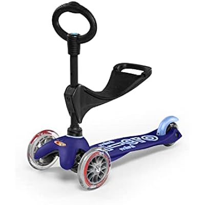 Micro Kickboard | Mini 3-in-1 Deluxe Toddler Scooter for Ages 15 | Ride-On with Removable Parent Push Bar | 3 Wheel Lean-to-Steer Design | Adjustable T Bar | Smooth Ride PU Wheels | Swiss Design